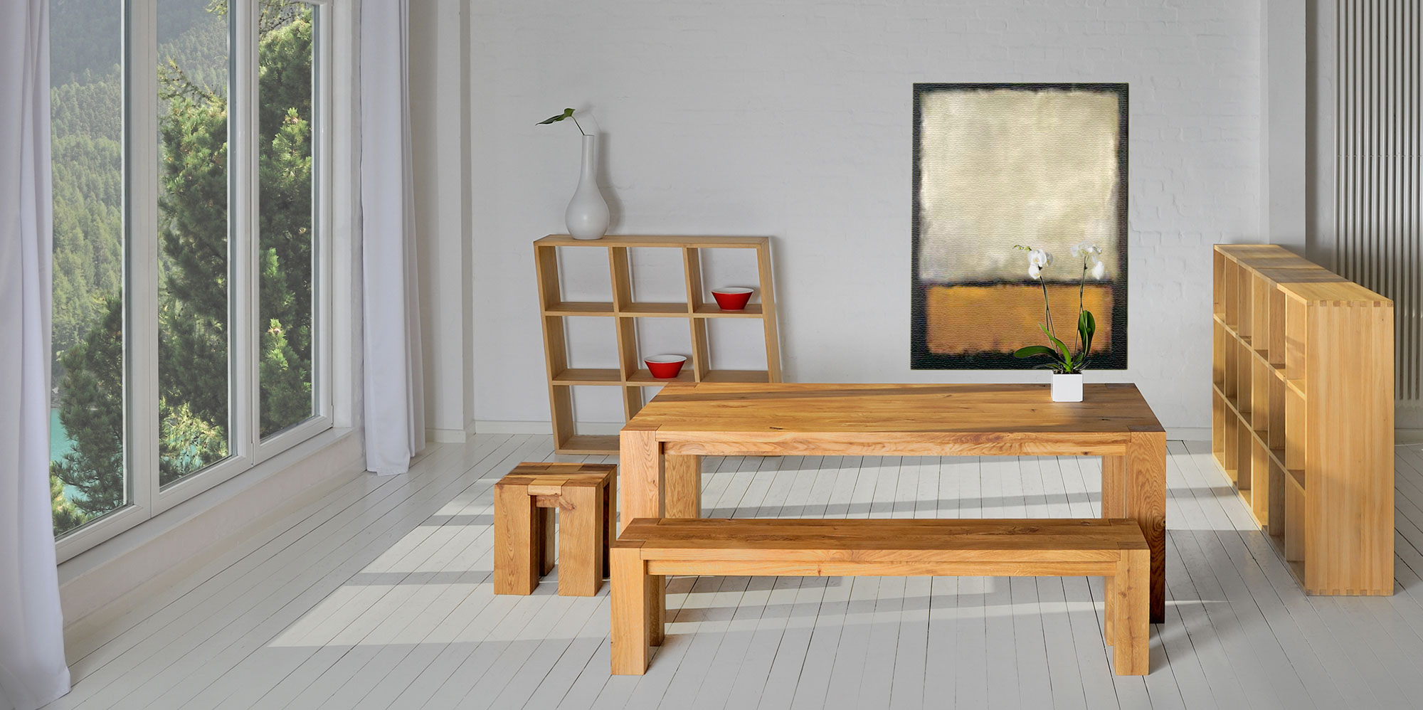 Rustikaler Massivholztisch TAURUS 4 B14X14 4088 Maßgefertigt aus Massivholz von vitamin design