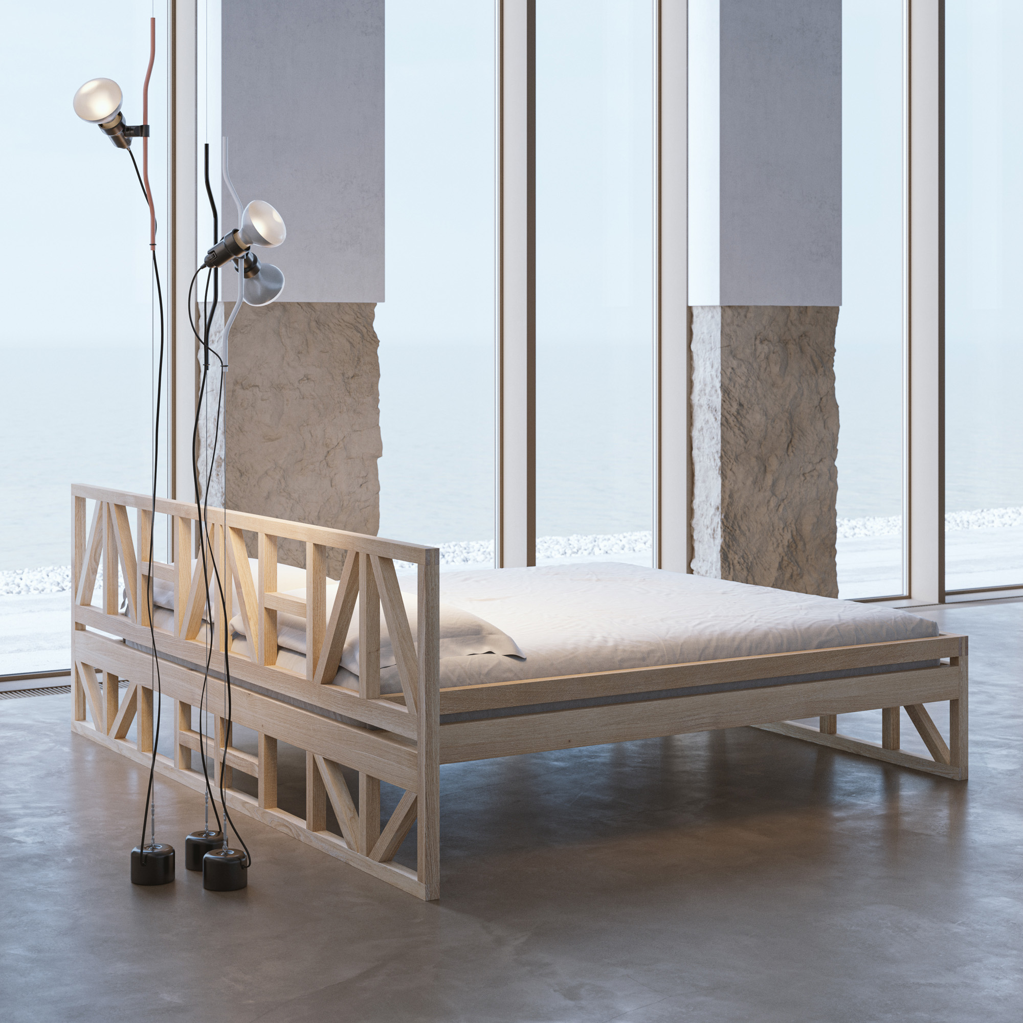 Designer Massivholz Bett FACHWERK cam3 Maßgefertigt aus Massivholz von vitamin design