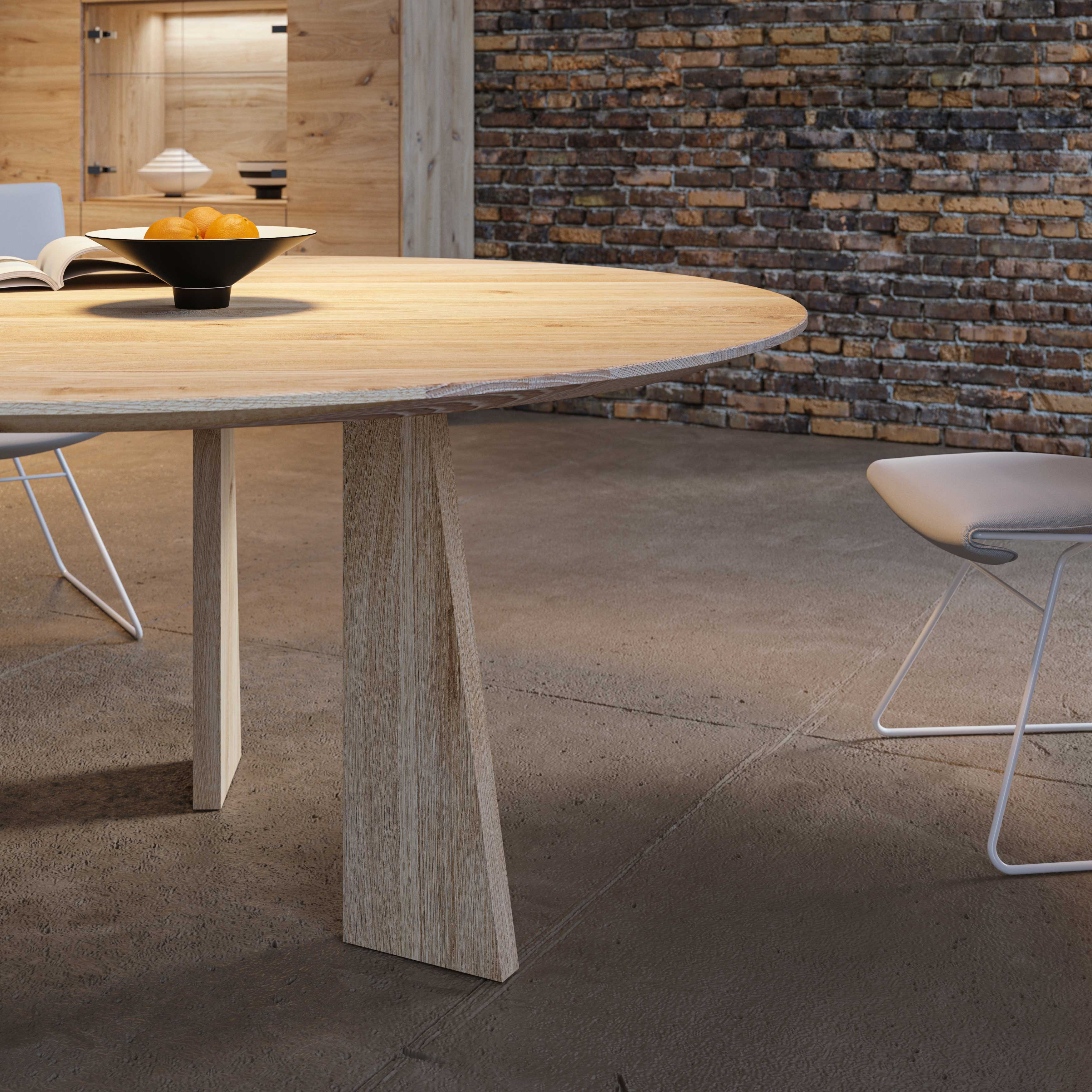 Runder Design Tisch PYLON ROUND cam1 Maßgefertigt aus Massivholz von vitamin design